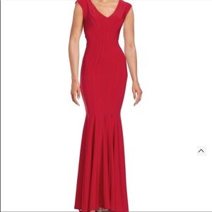 Red Betsy & Adam Knit Trumpet Dress Size 2